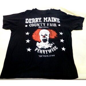 IT Movie Men's Derry Maine County Fair Pennywise Black T-Shirt XL TIM CURRY